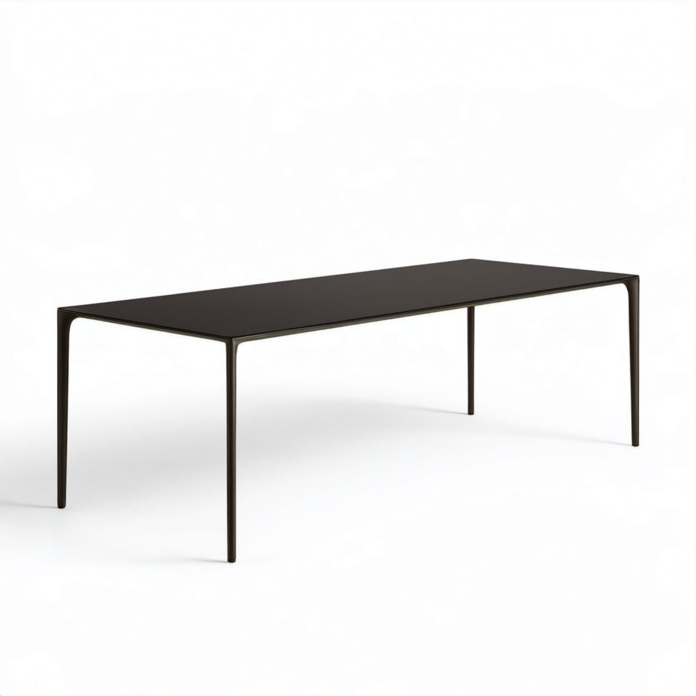 Prostokątny metalowy stół ogrodowy z aluminium, czarny, 180 x 90 x 75 cm