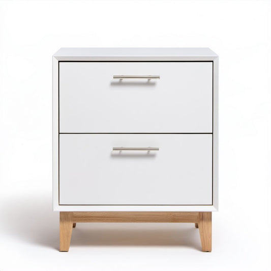 Biała szafka nocna MDF z 2 szufladami, 55 x 40 x 60 cm