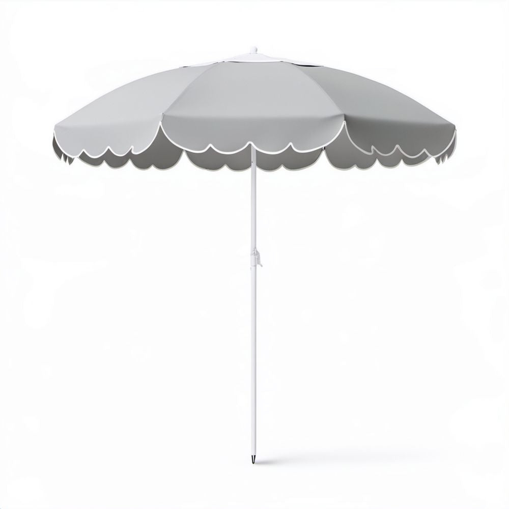 Okrągły parasol ogrodowy z poliestru 200 cm, szary/biały, z regulacją nachylenia